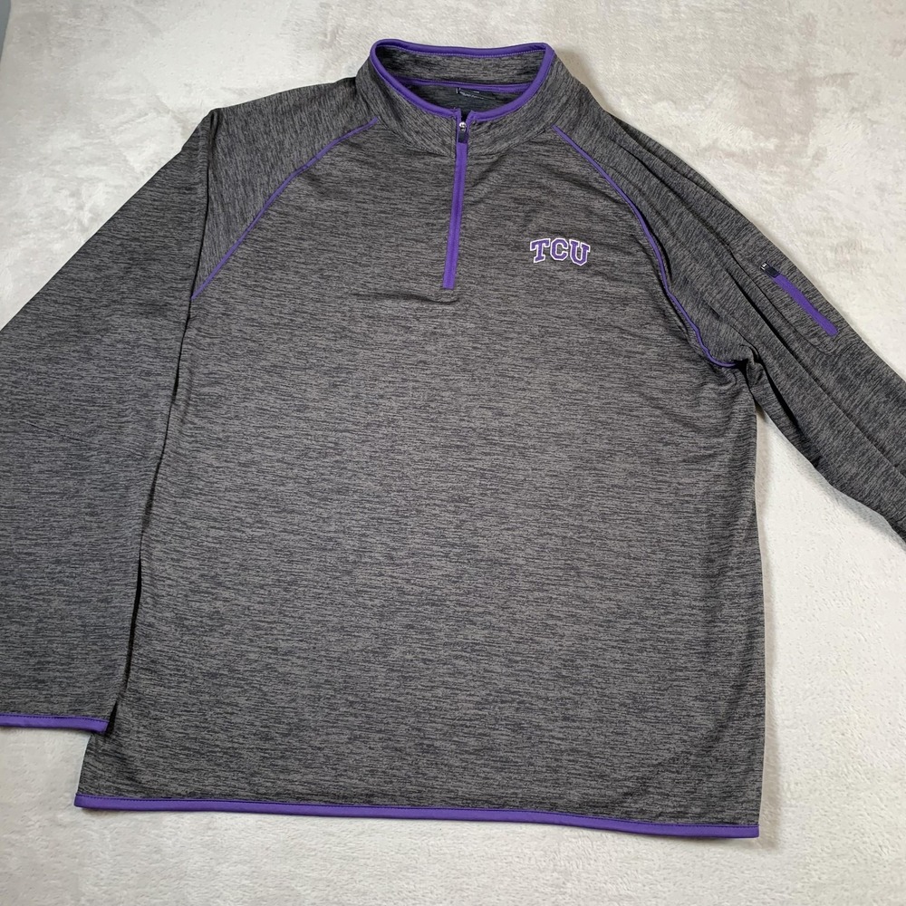 TCU Horned Frogs Shirt Mens XL Gray Purple NCAA Basketball Long Sleeve Colosseum
